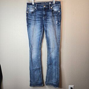 Miss Me Y2K Light Wash Embellished Embroidered Slightly Distressed Denim Jeans